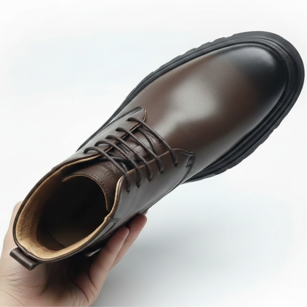 Bottines Homme en Cuir Véritable Marron à Lacets – Image 2