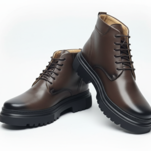 Bottines Homme en Cuir Véritable Marron à Lacets
