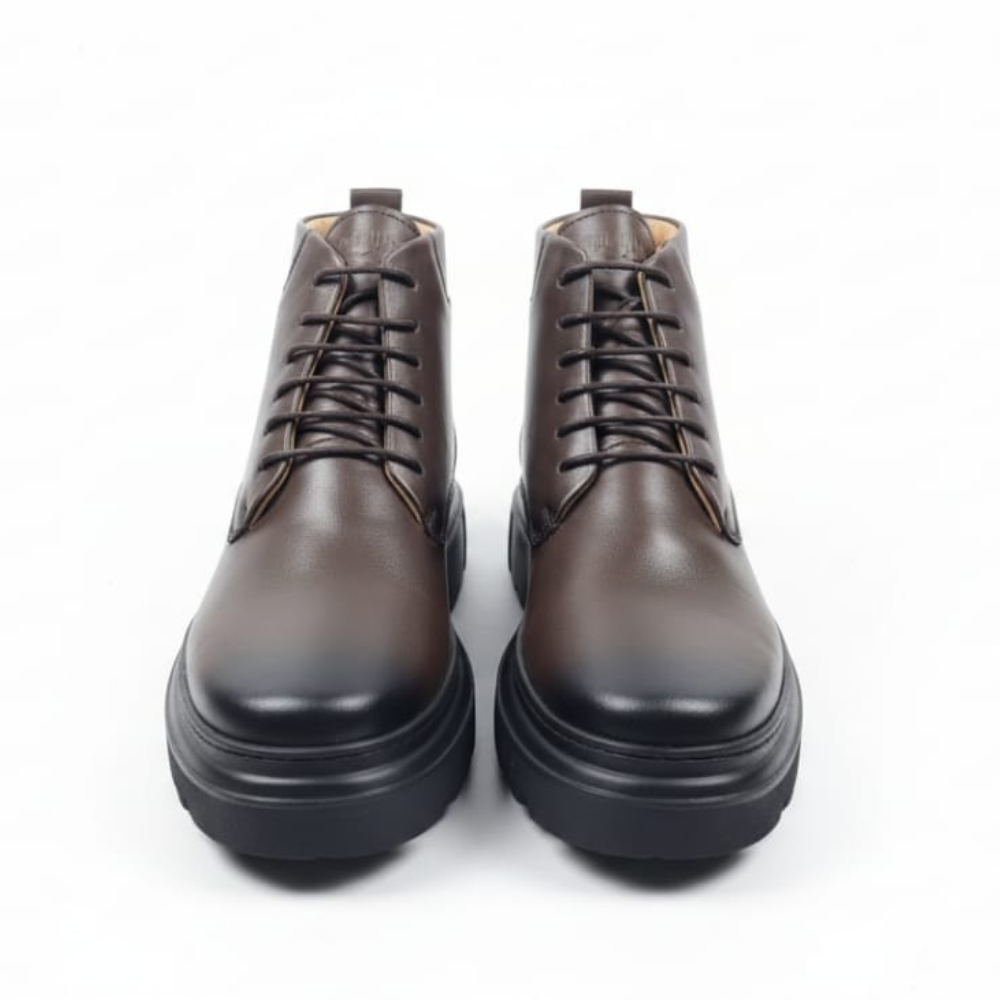 Bottines Homme en Cuir Véritable Marron à Lacets – Image 4