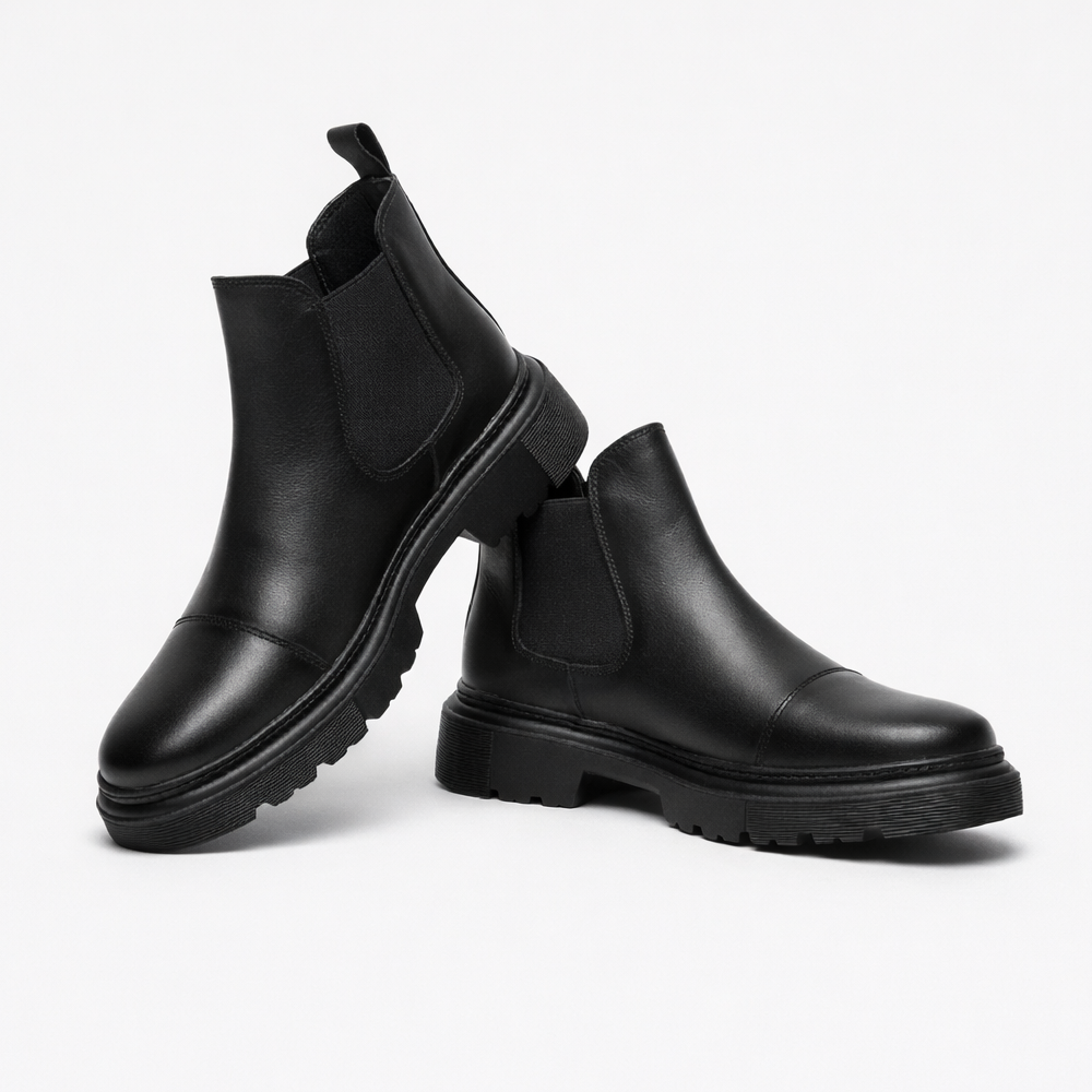 Chaussures Homme Bottines en Cuir Noir Authentique