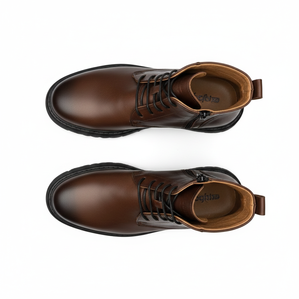 Bottines Homme en Cuir Marron avec Fermeture Éclair Latérale – Image 4