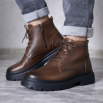 Bottines Homme en Cuir Marron avec Fermeture Éclair Latérale – Image 10