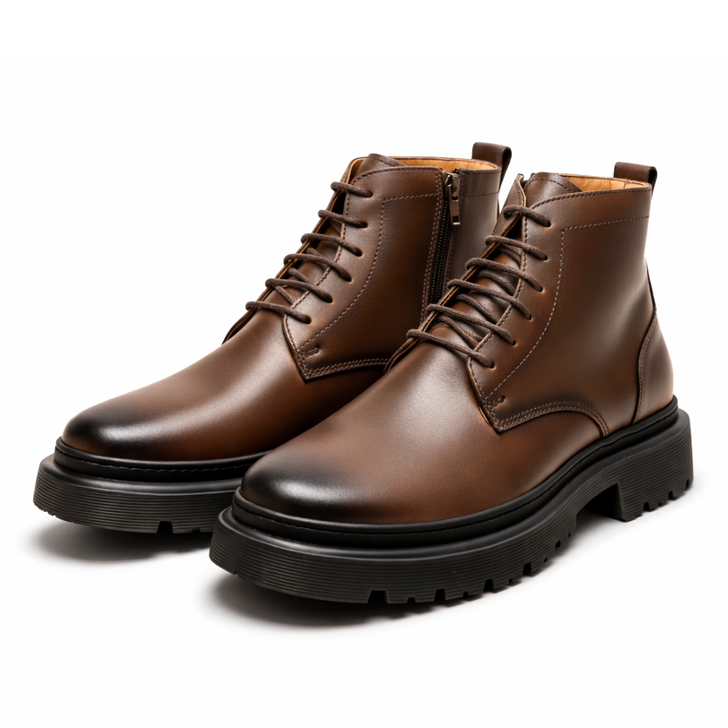 Bottines Homme en Cuir Marron avec Fermeture Éclair Latérale – Image 2