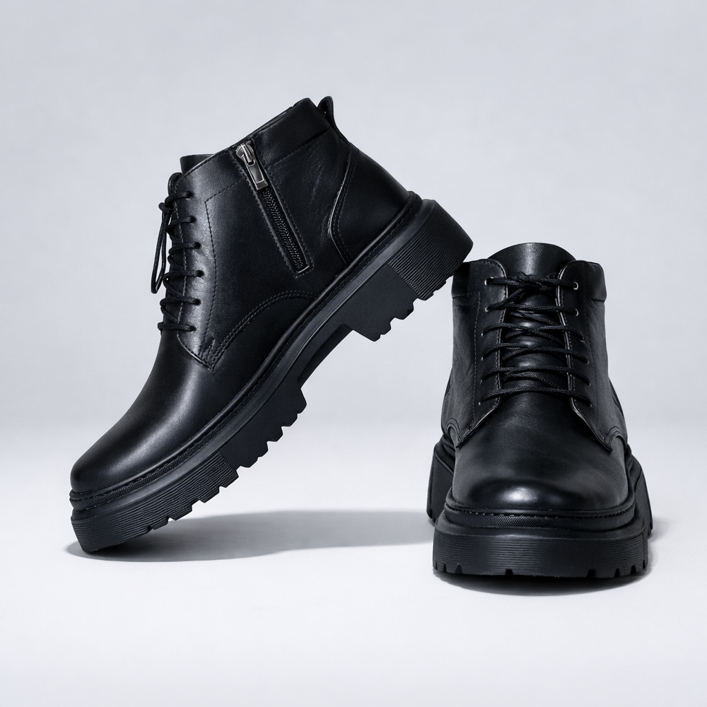 Chaussures Homme Élégantes – Bottines Cuir Noir